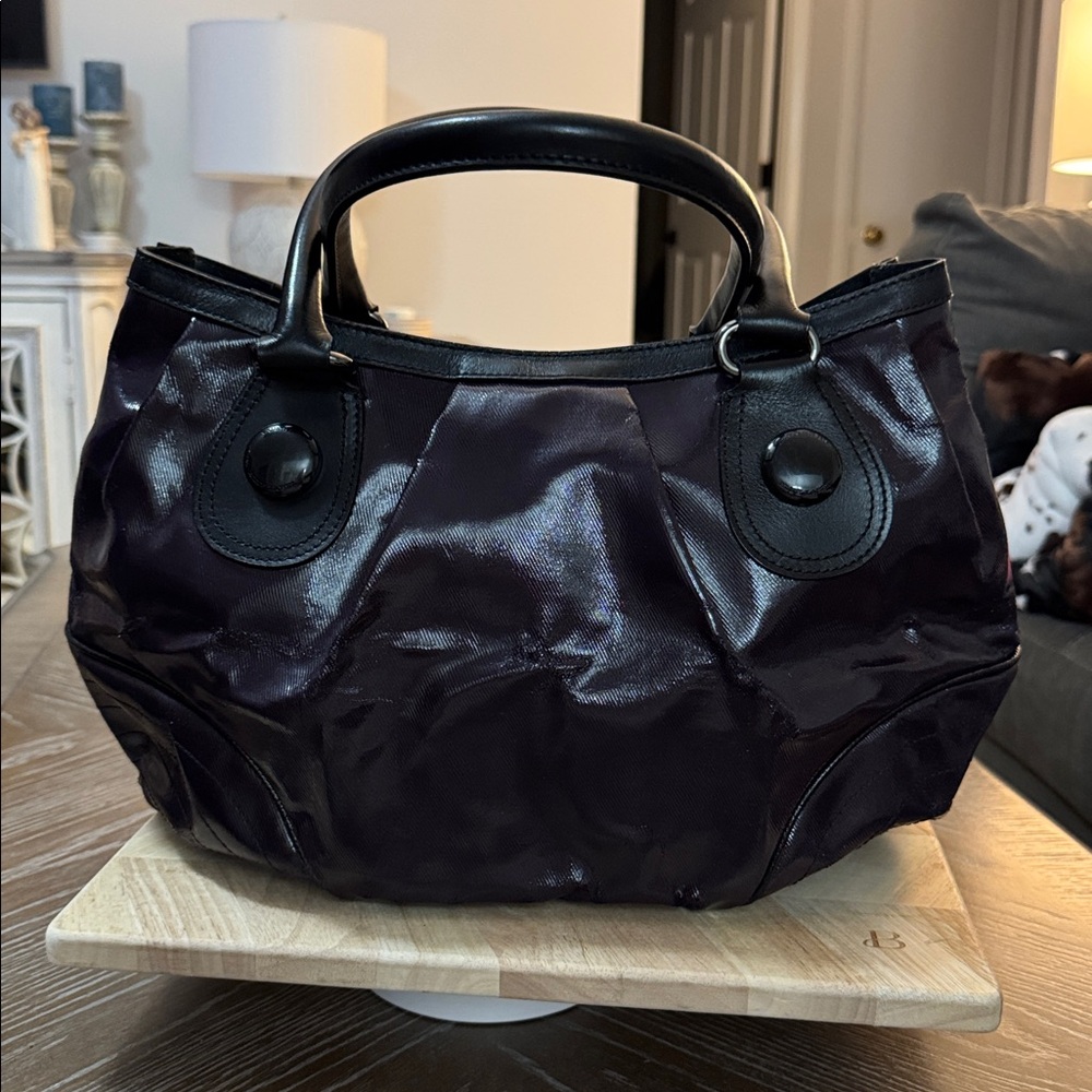 Burberry Blue Label purple coated canvas shoulder bag. - Picture 3 of 12